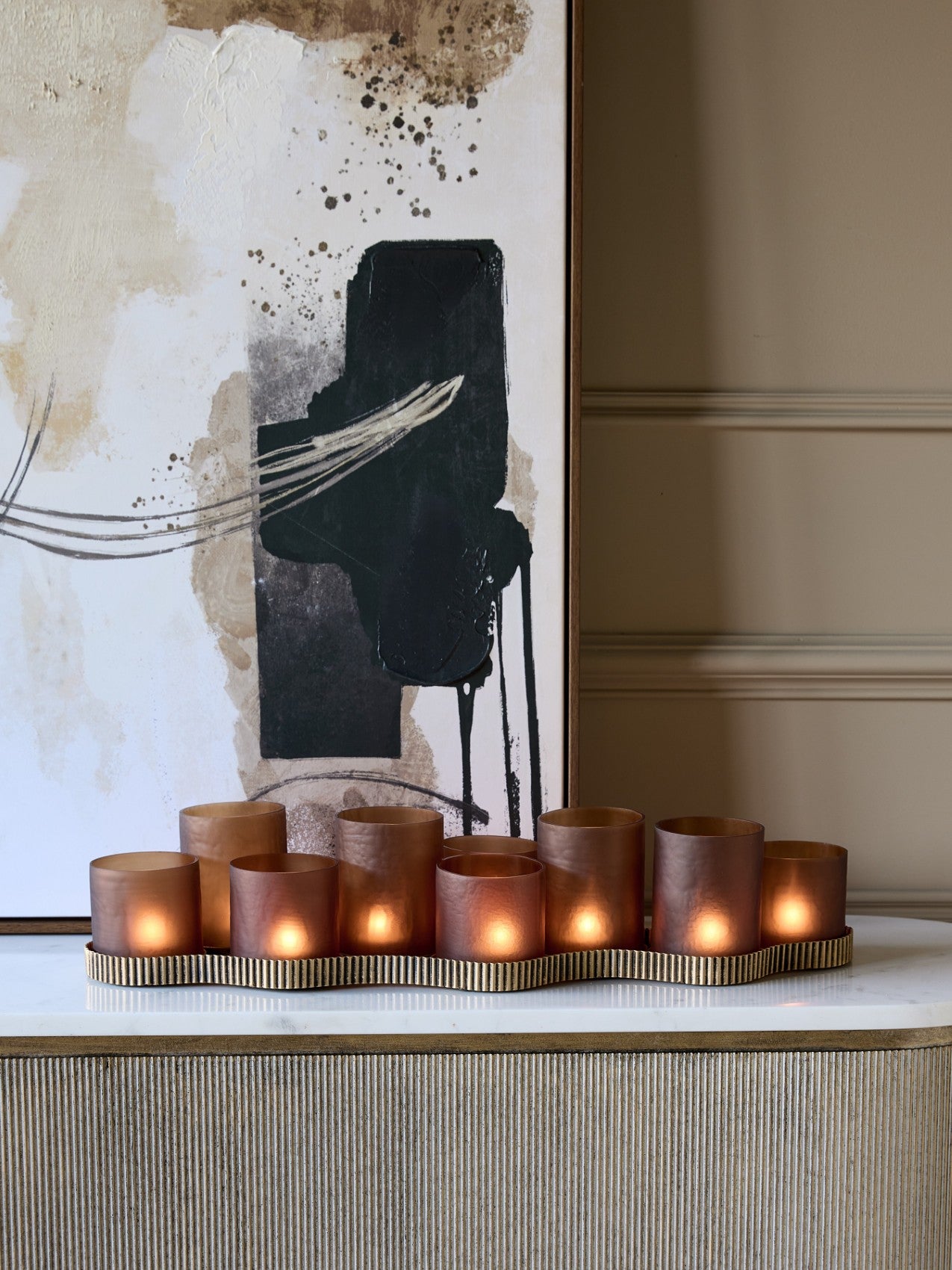Belgravia Aged Gold 9 Light Candle Holder