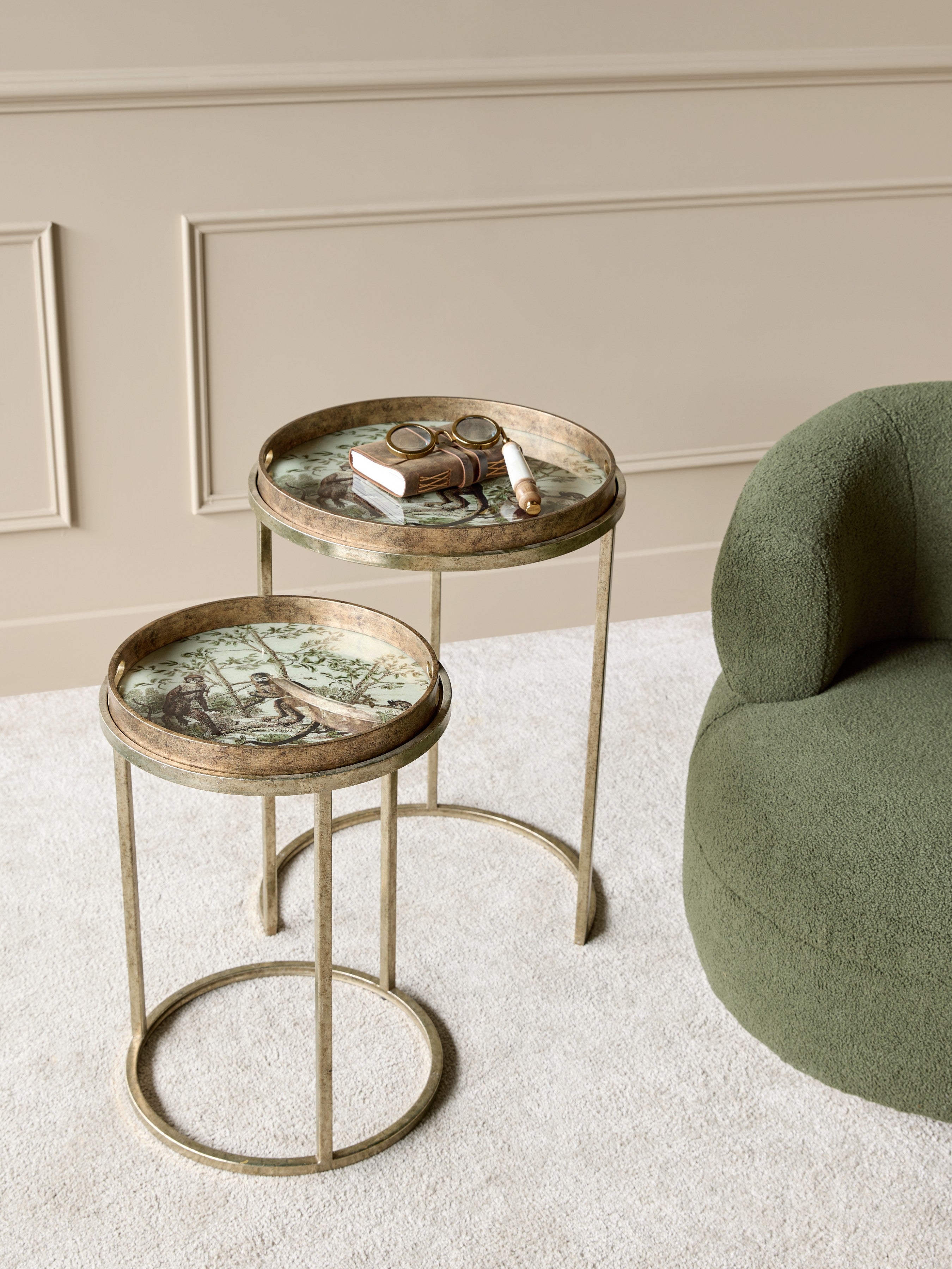Set of 2 Jungle Monkeys Side Tray Tables