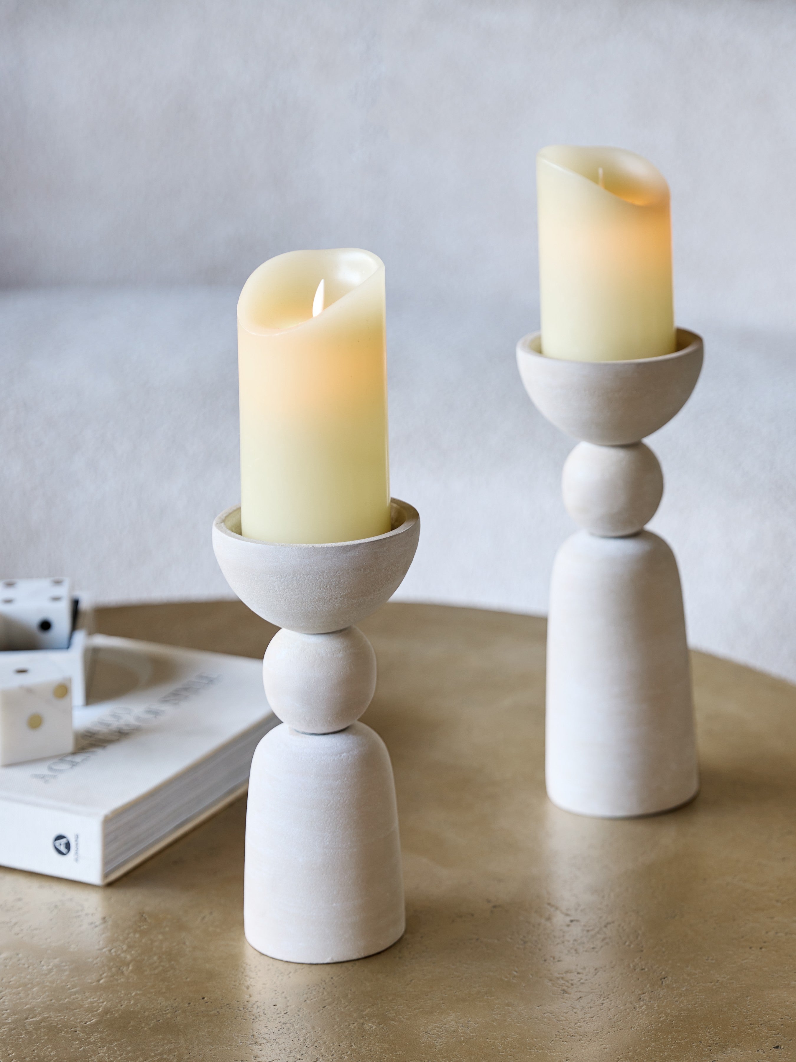 Vail Medium Putty Pillar Candle Holder