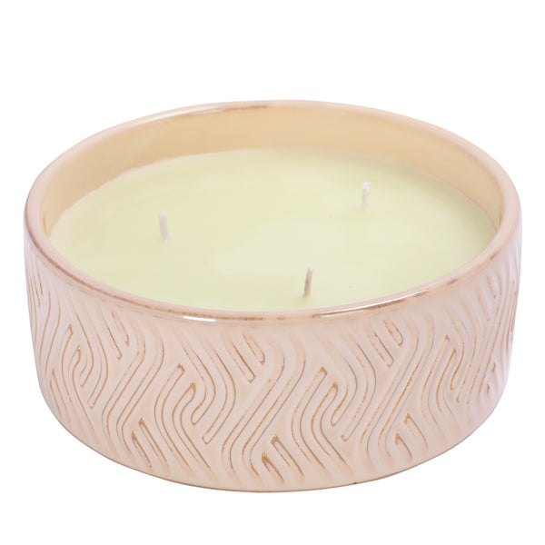 Sienna Filled Wax Ivory Ceramic Candle Bowl