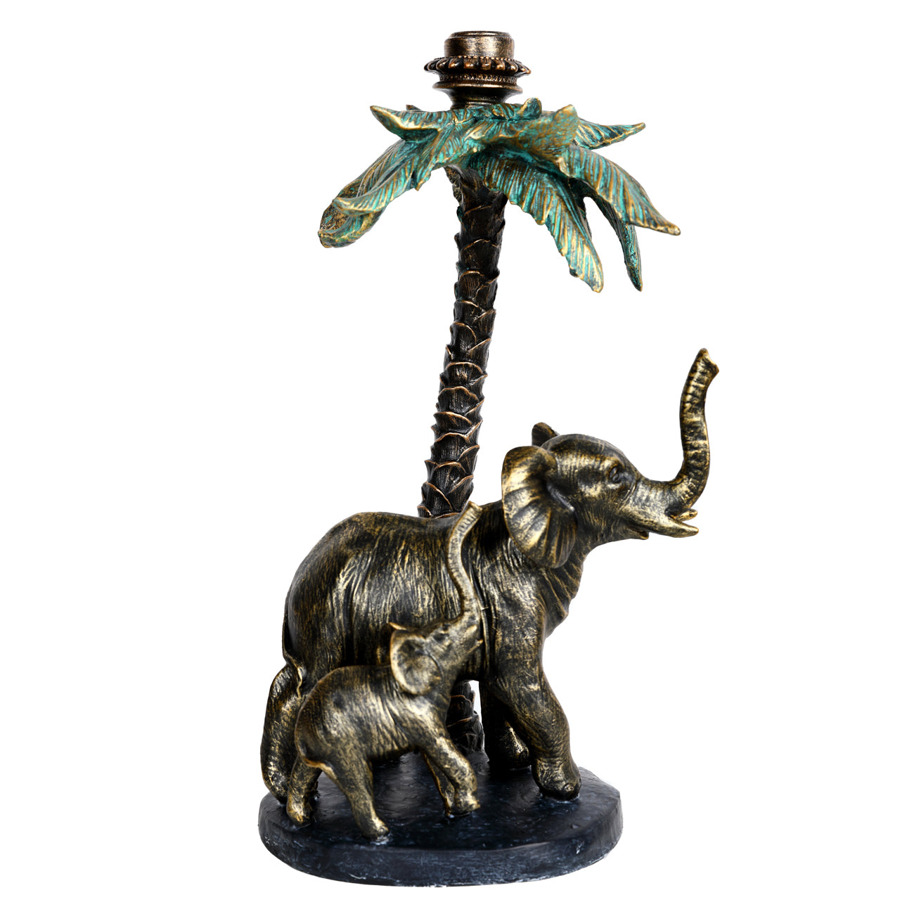 Jungle Palm Elephants Candle Stick