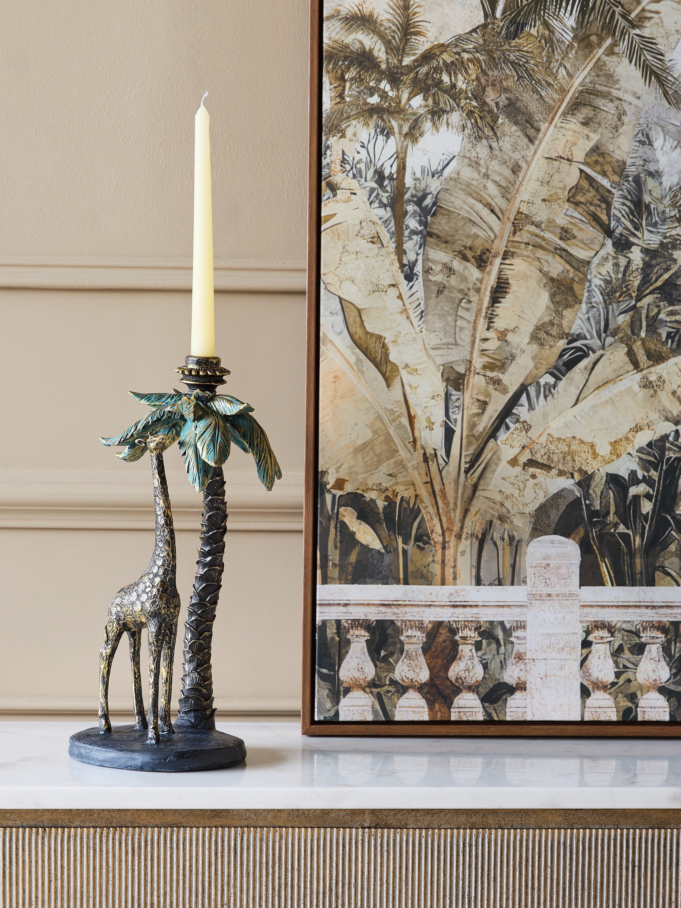 Jungle Palm Giraffe Candle Stick
