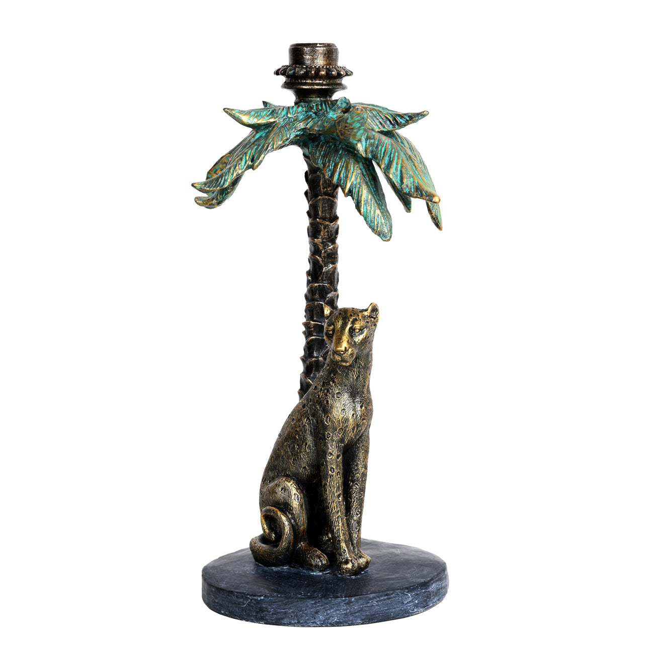 Jungle Palm Leopard Candle Stick