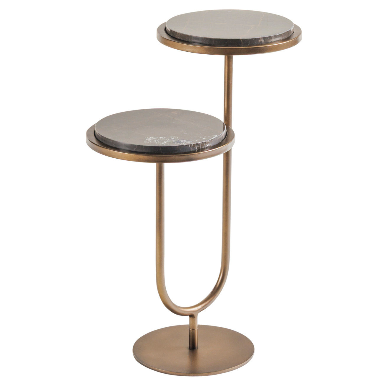 Gold Emperador Marble Dual Accent Side Table