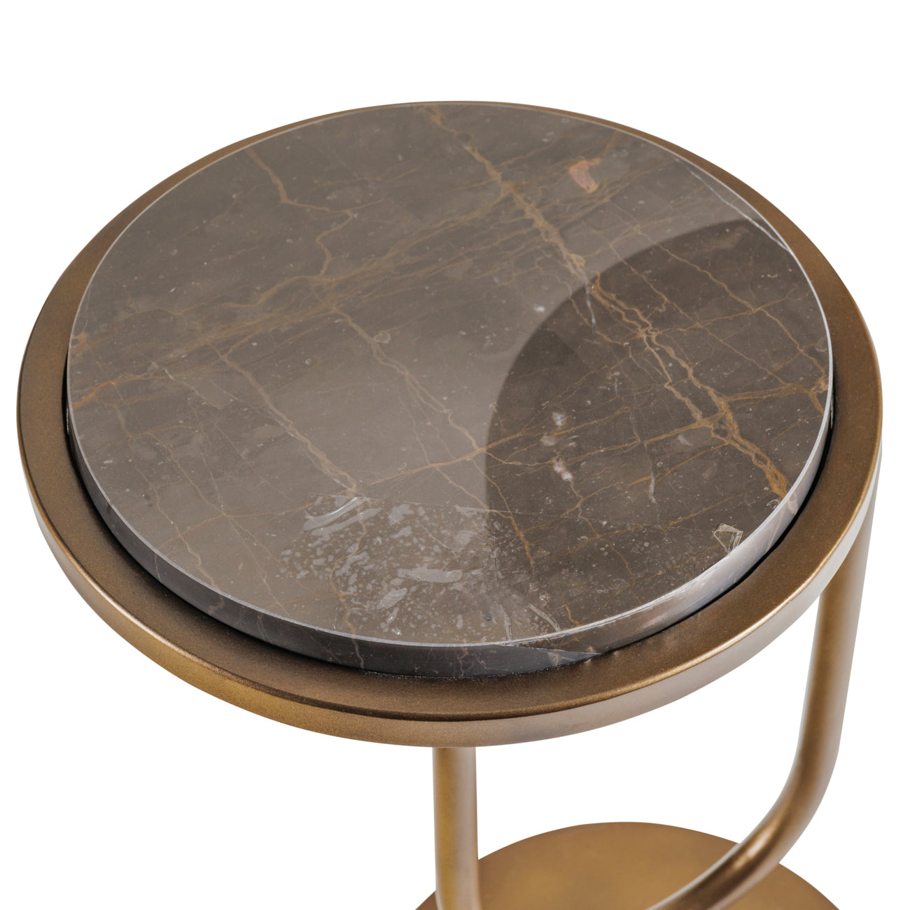 Gold Emperador Marble Dual Accent Side Table
