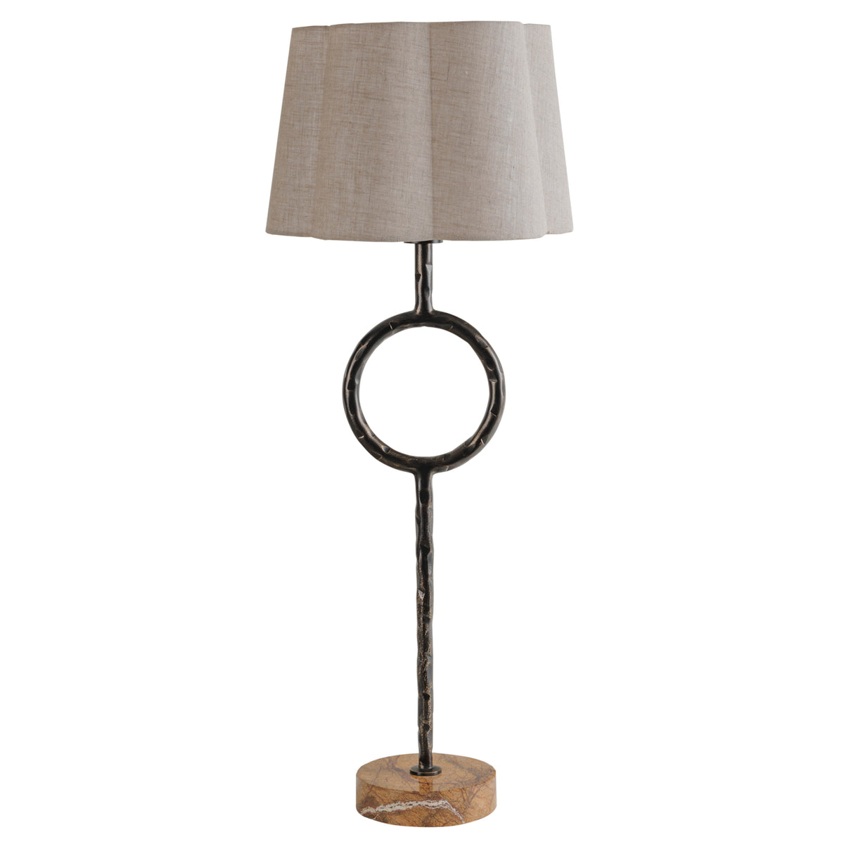 Table lamp with a round metal base and Linen shade