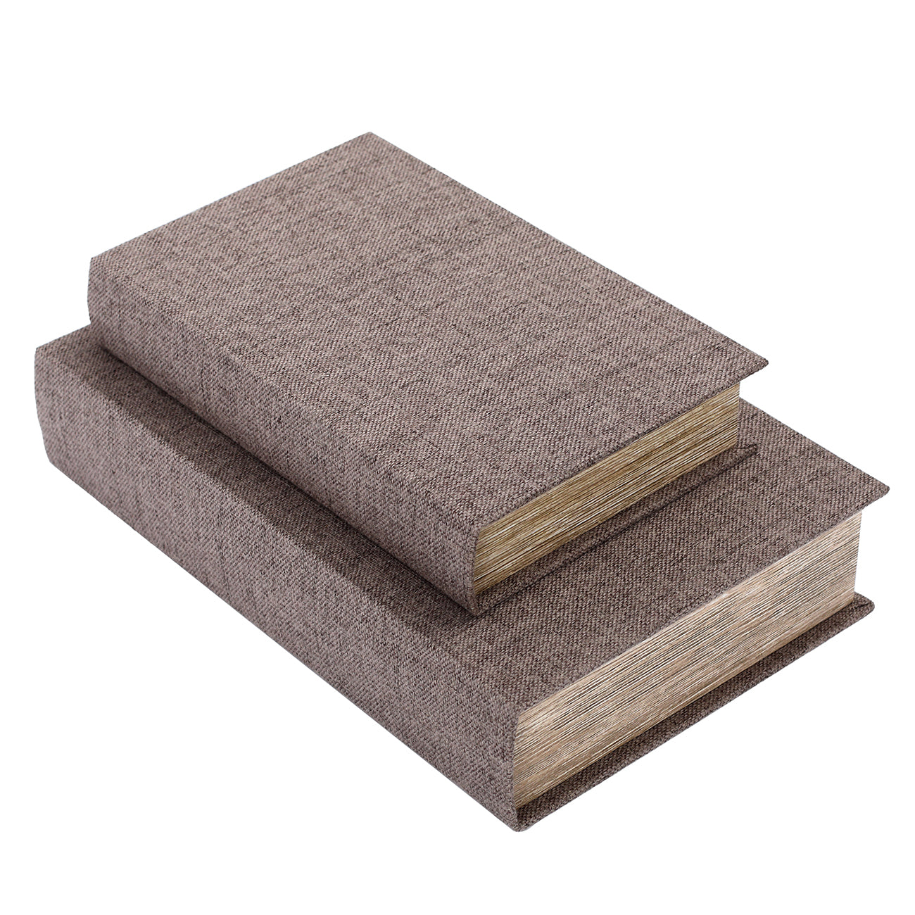 Set of 2 Grey Linen Book Boxes