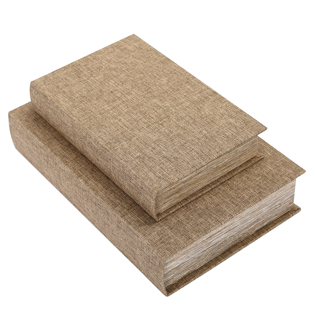 Set of 2 Beige Linen Book Boxes