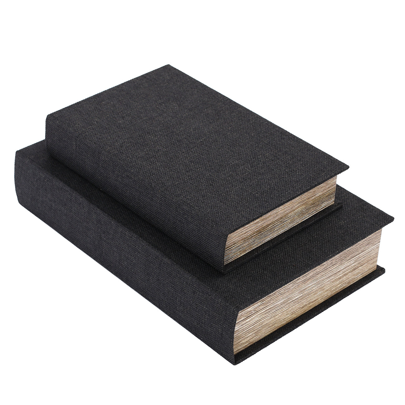 Set of 2 Dark Black Linen Book Boxes