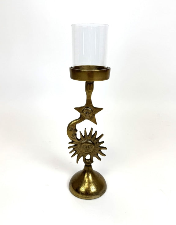 Antique Gold Celestial Candle Holder