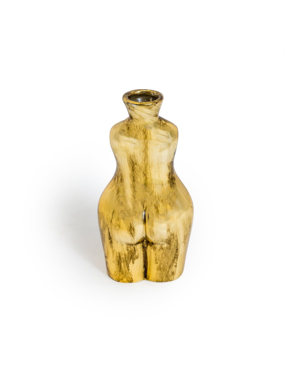 Antique Gold Small Female Body Ceramic Stem Vase