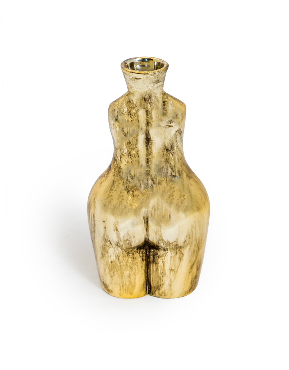 Antique Gold Medium Female Body Ceramic Stem Vase