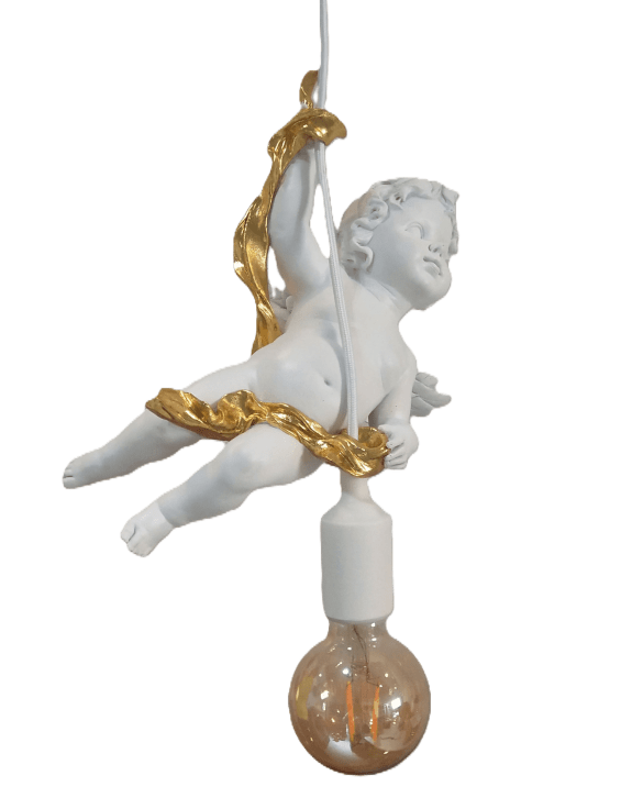 White & Gold Cherub Ceiling Pendant