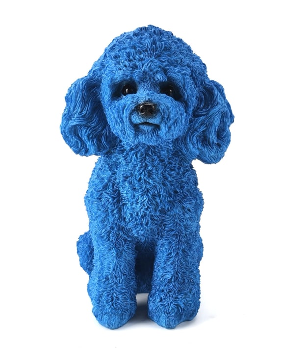 Blue poodle dog ornament