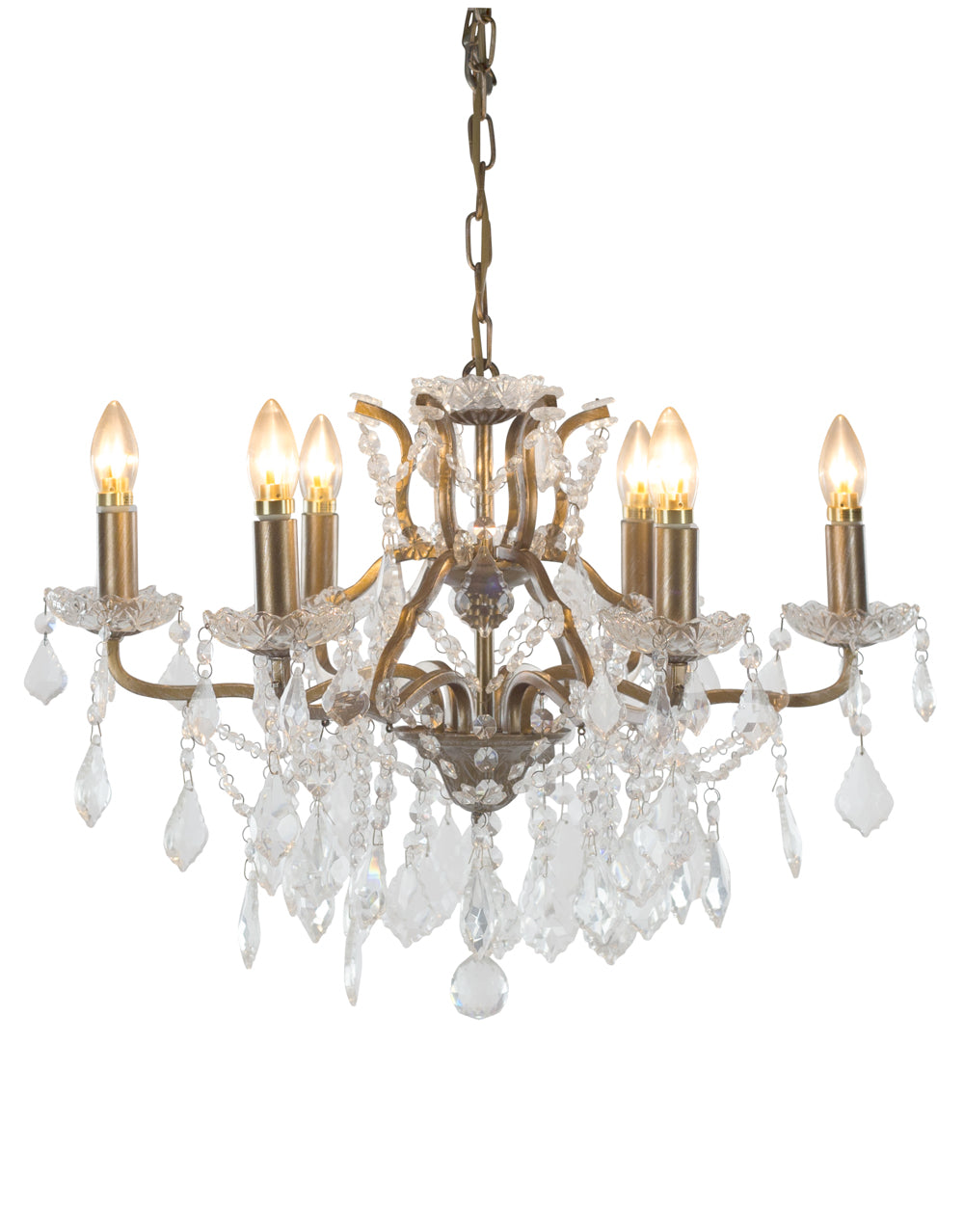 6 Branch Gold Leaf Shallow Chandelier