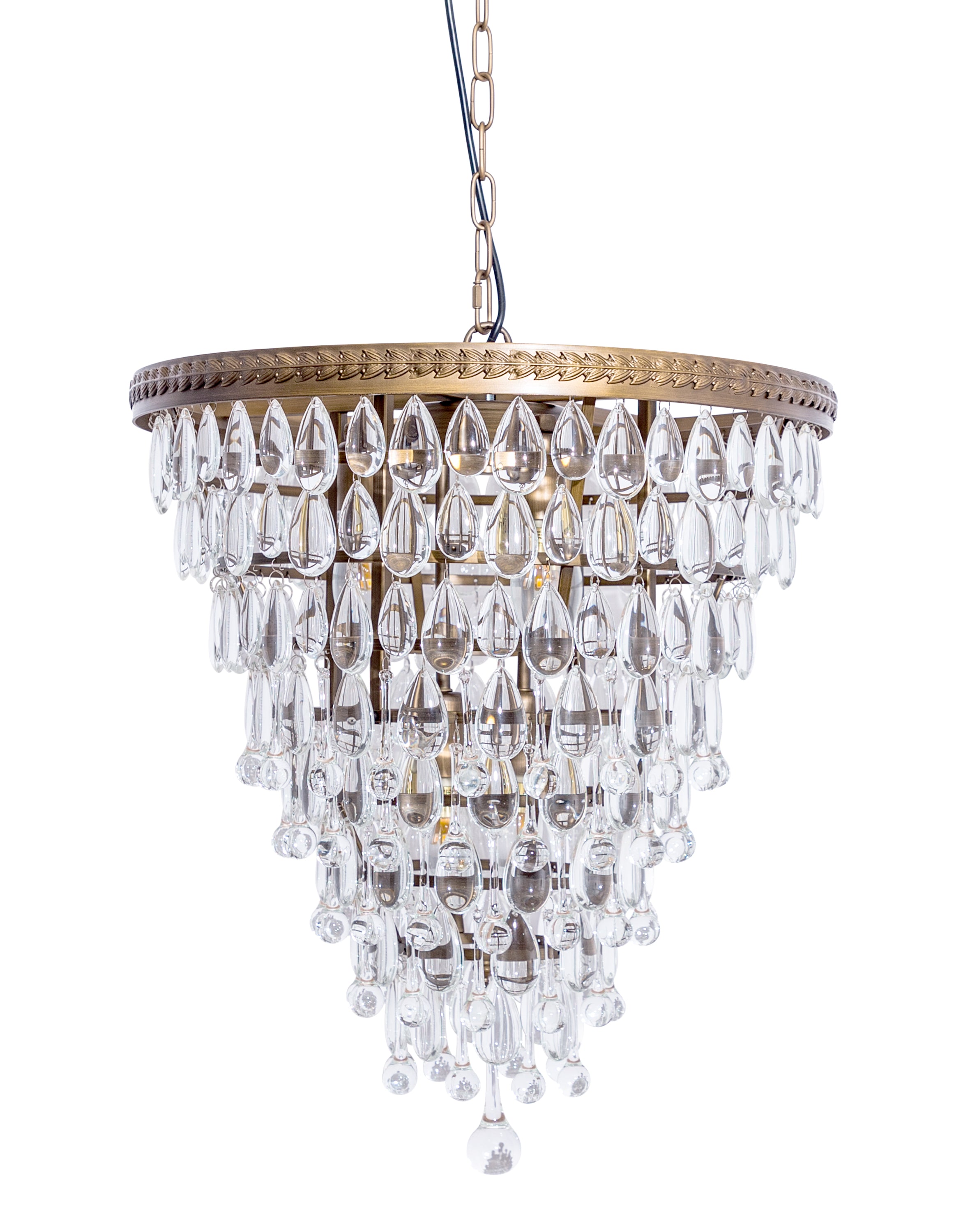 Large Bronze/Gold Finish Rainfall Chandelier w/ Clear Crystals