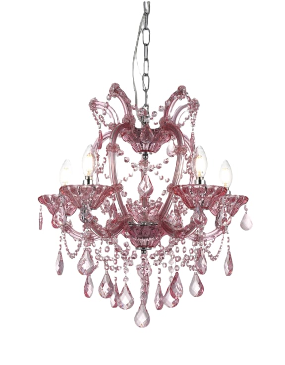 5 Branch Rose Pink Murano Chandelier