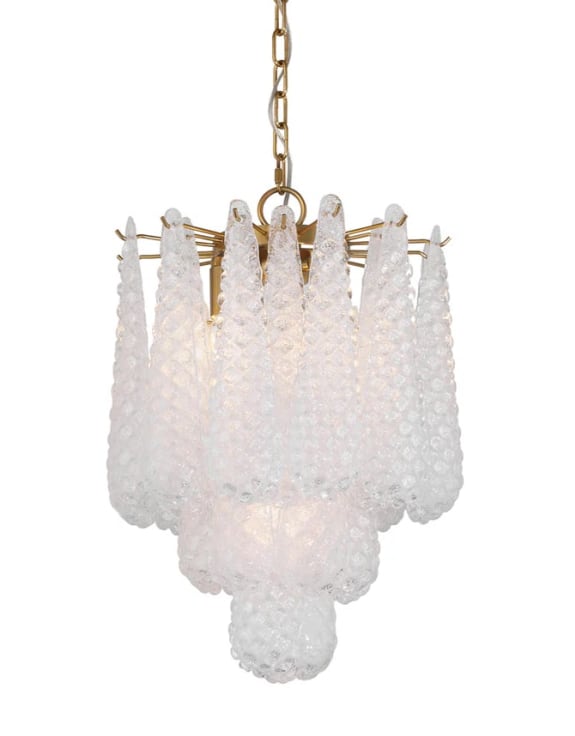 Chrome & Clear Bubbled Glass "Gicel" Chandelier