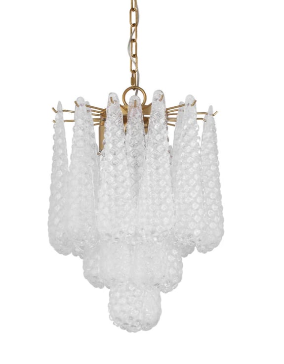 Chrome & Clear Bubbled Glass "Gicel" Chandelier