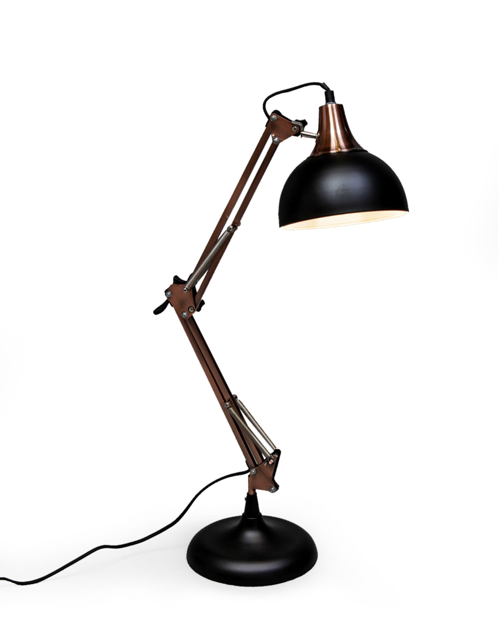 Black & Vintage Copper Arms Traditional Desk Lamp