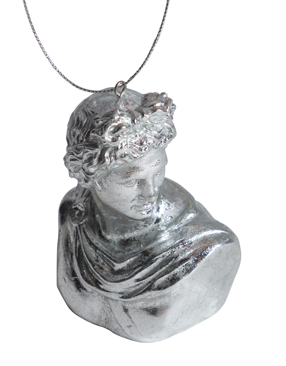 Set of 8 Silver Leaf Apollo Bust Hanging Decoration