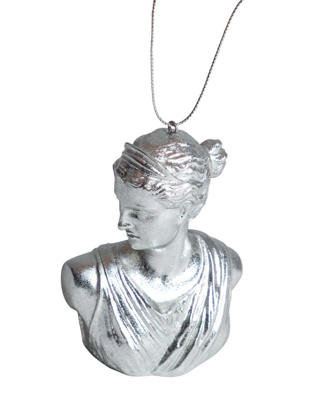 Set of 8 Silver Leaf Artemis Bust Hanging Decoration
