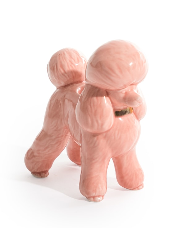 Set of 2 Pink Poodle Ceramic Candle Holders