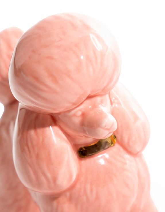 Set of 2 Pink Poodle Ceramic Candle Holders