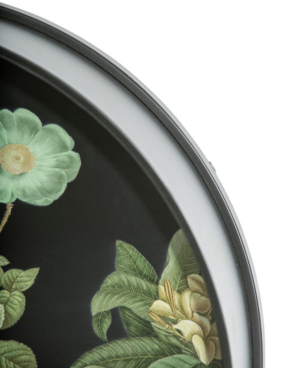 Medium Black Floral Metal Wall Unit with Shelves