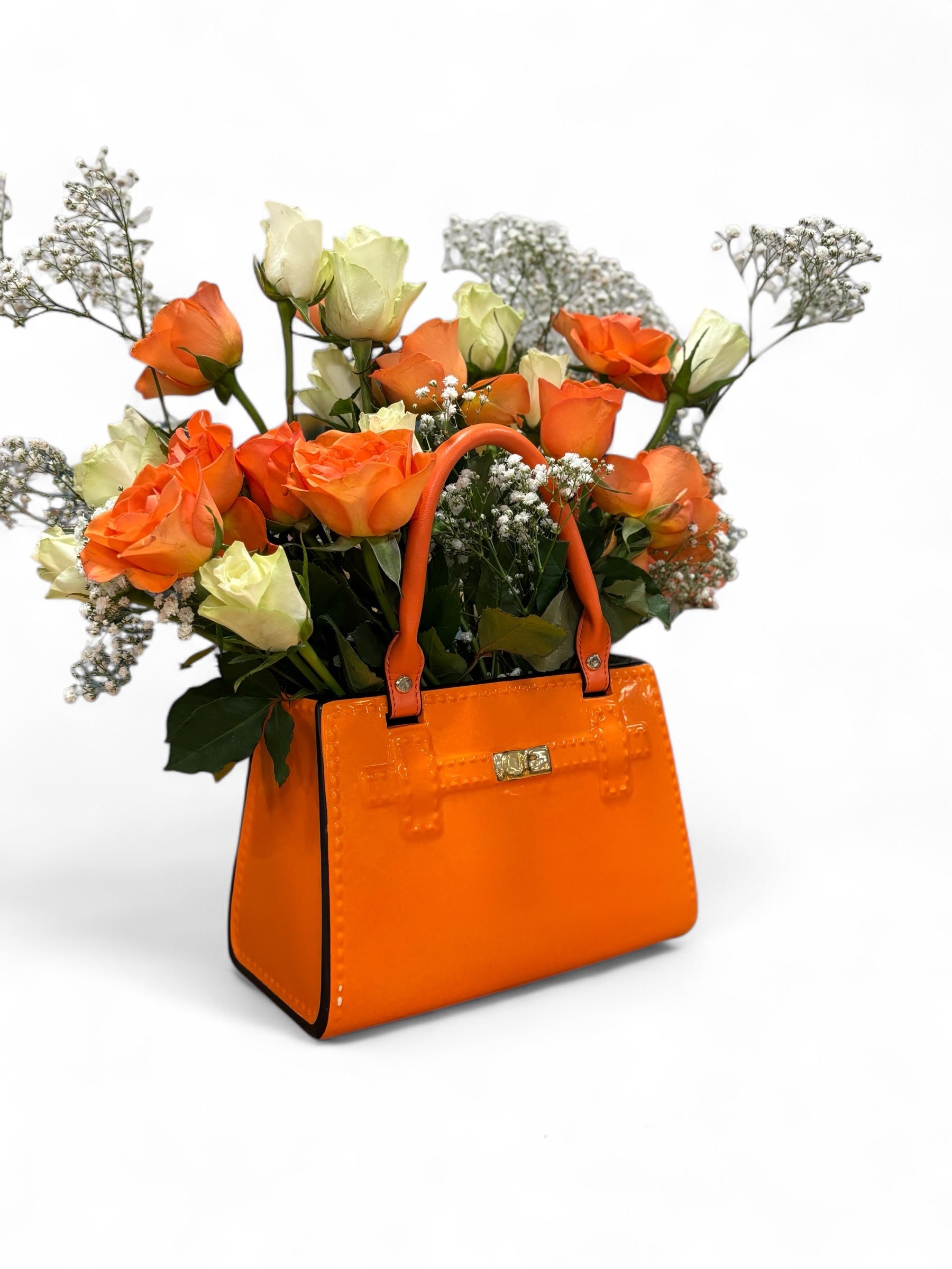Bright Orange Ceramic Handbag Vase