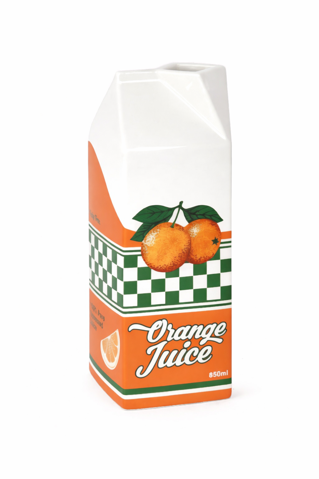 Orange Juice Carton Ceramic Stem Vase