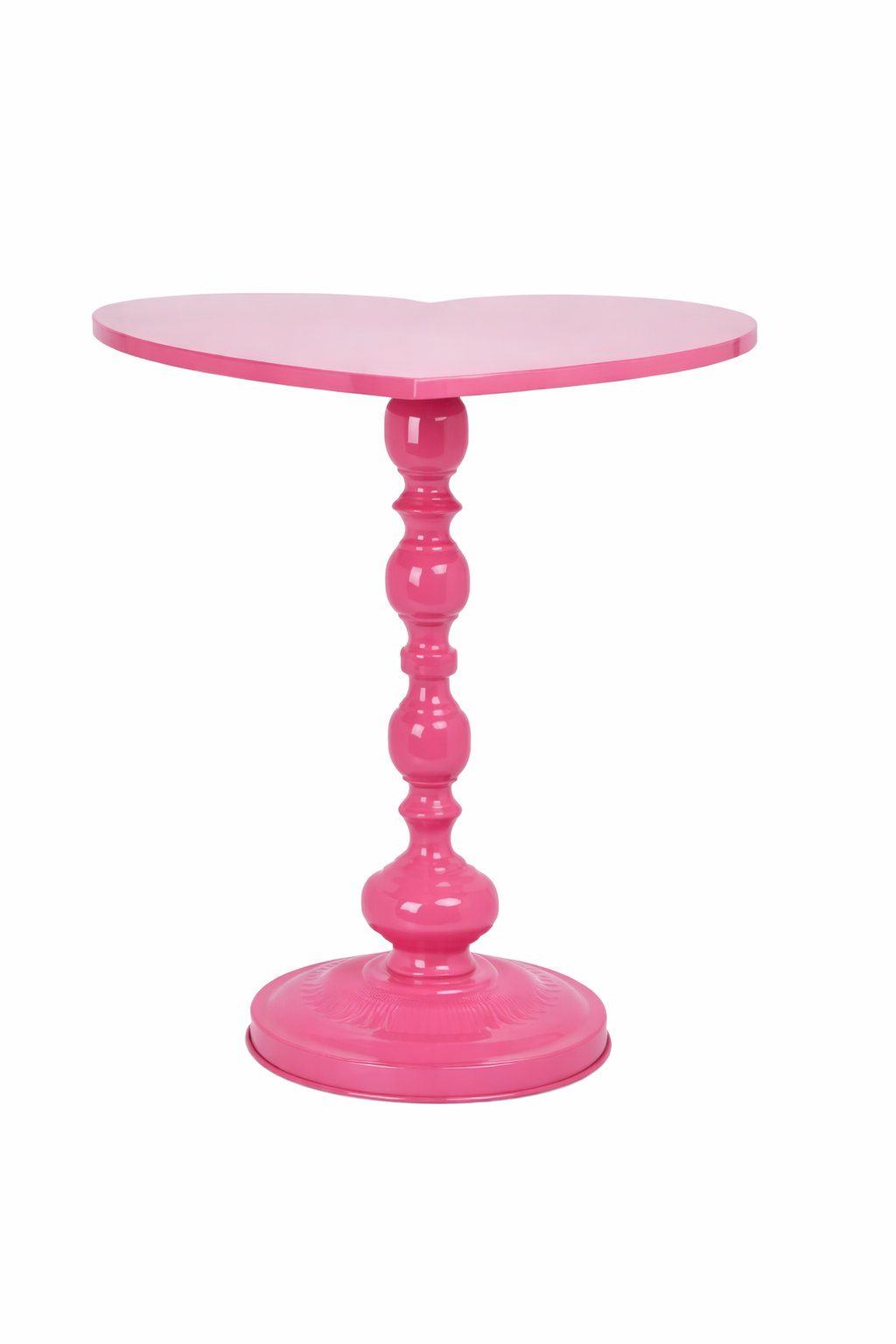 Metal Pink Heart Side Table
