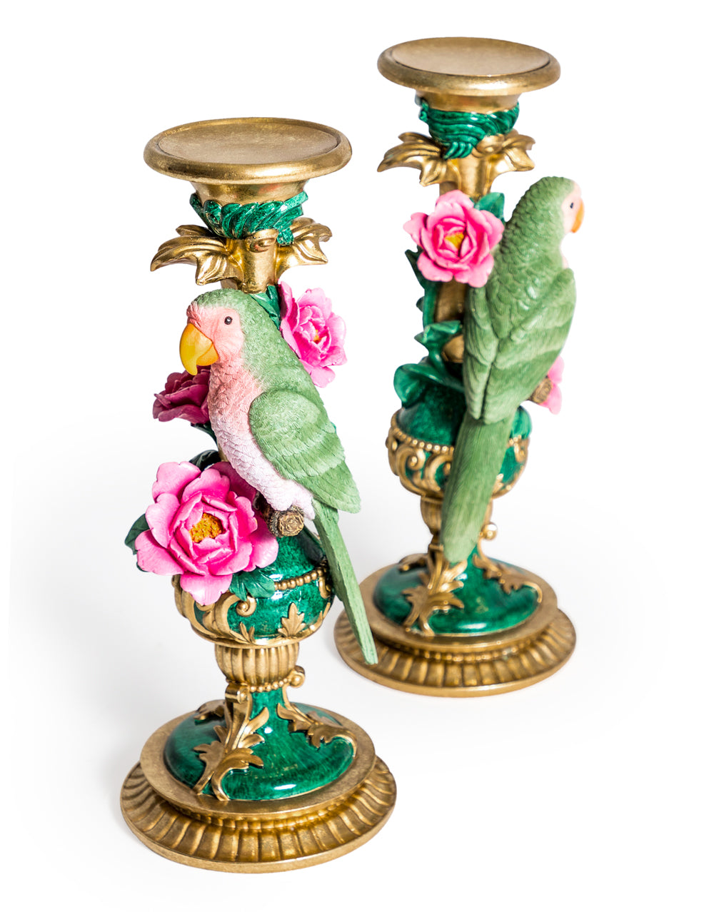 Ornate Parrot Candle Holders