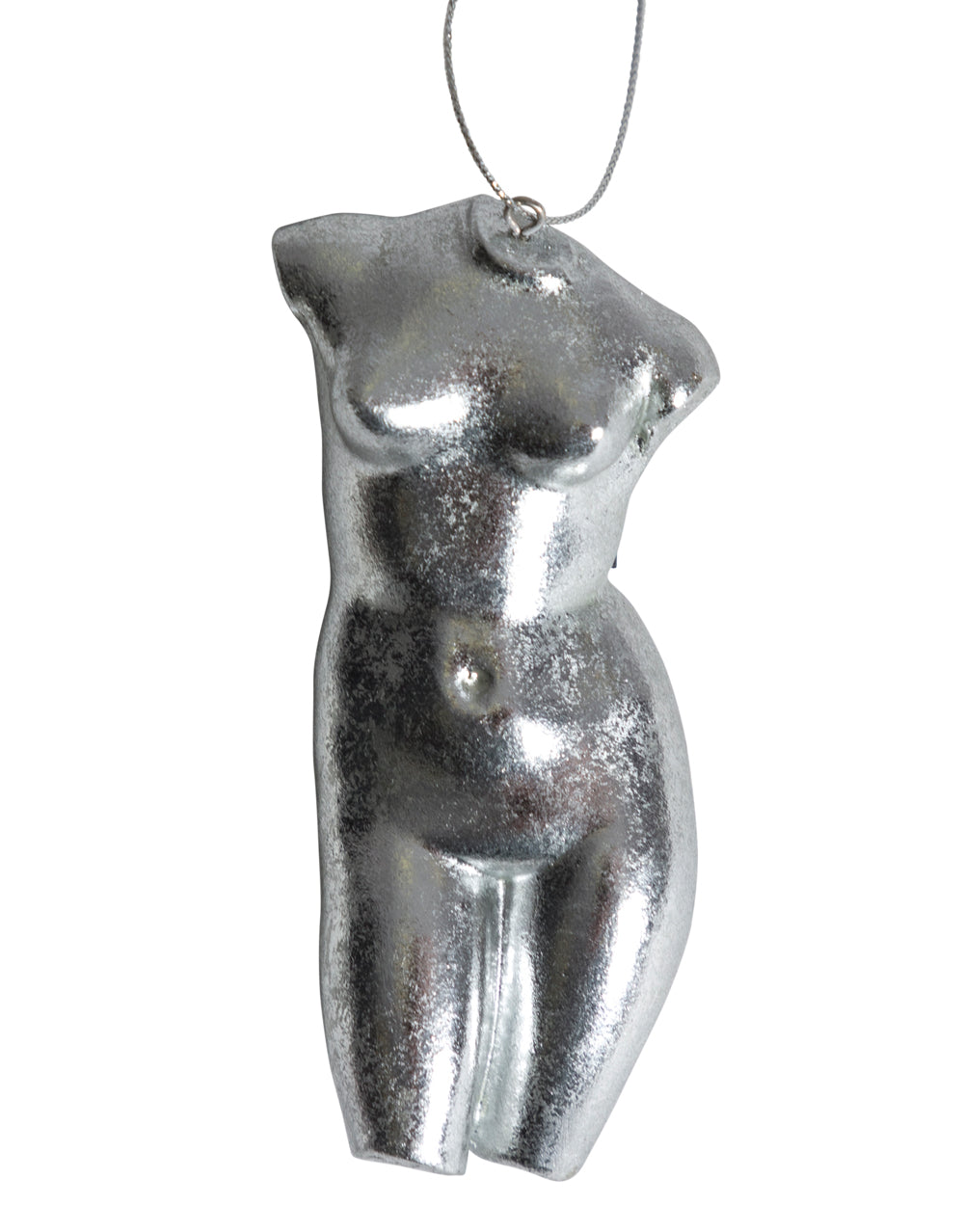 Set of 8 Silver Leaf Female Torso Hanging Decoration