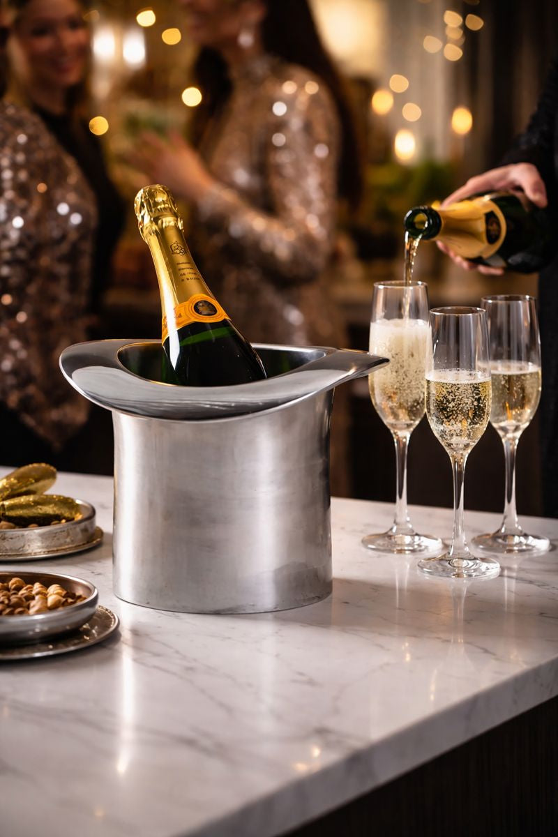 Polished Aluminium Top Hat Ice Bucket