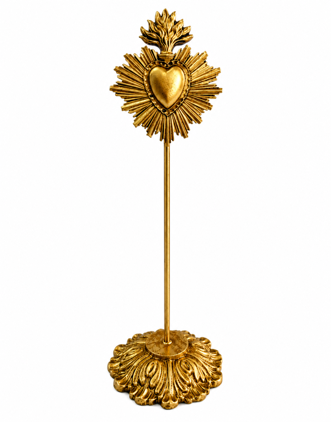Gold "Sacred Heart" Photo Holder on Stand
