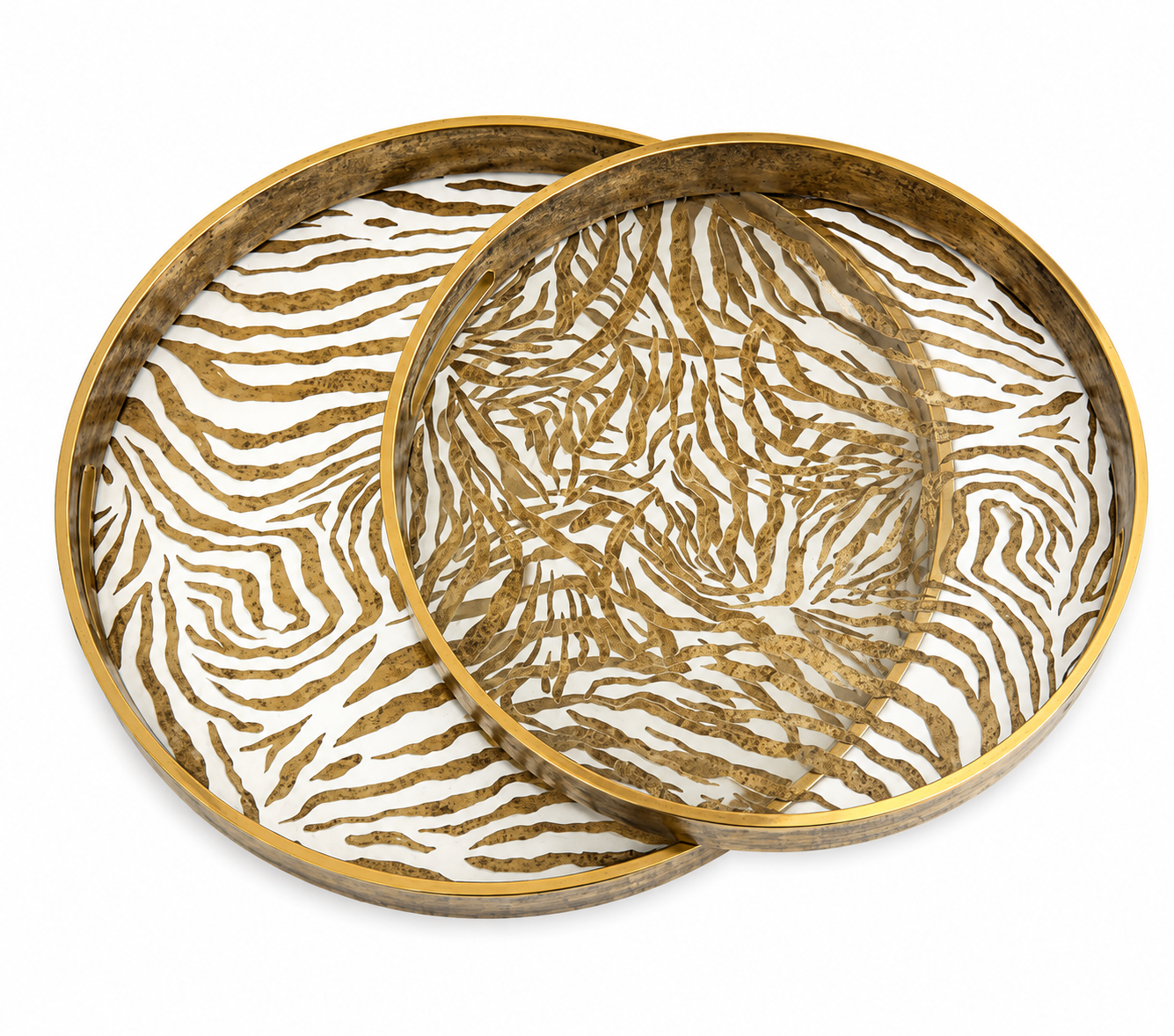 Two decorative trays with zebra pattern 