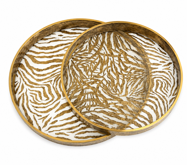 Two decorative trays with zebra pattern 