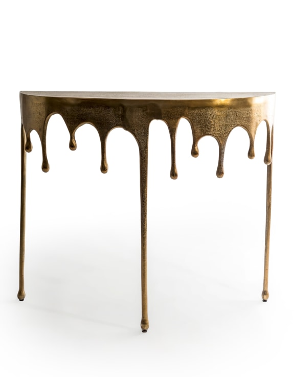 Gold 'Dali' Drip Oval Aluminium Console Table