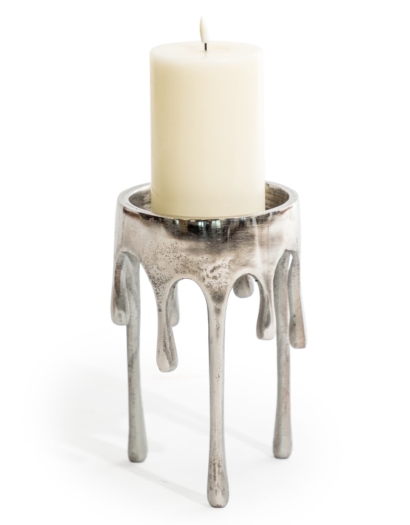 Medium Raw Nickel 'Dali' Drip Candle Holder