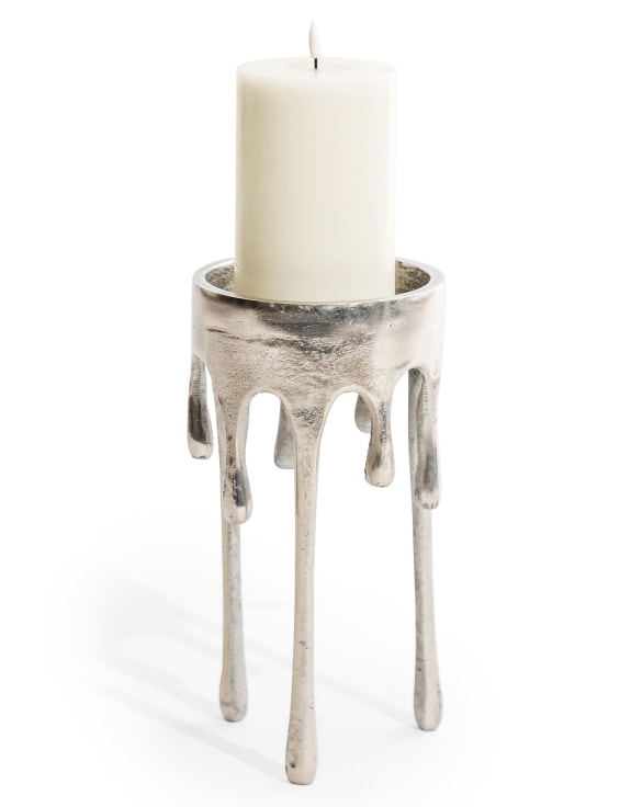 Large Raw Nickel 'Dali' Drip Candle Holder