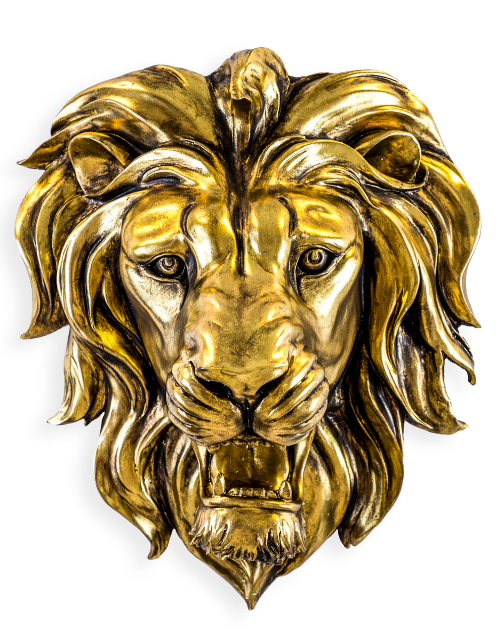 Large Gold Roaring Lion Wall Head