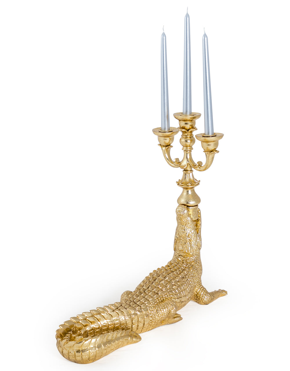 Large Gold Crocodile Table Candelabra