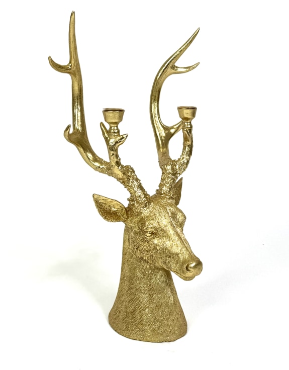 Gold Stag Head Candle Holder