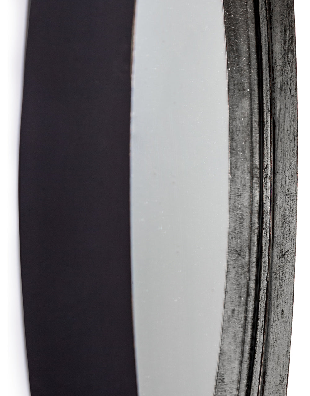 Large Black and Pewter Deep framed Cylinder Mirror