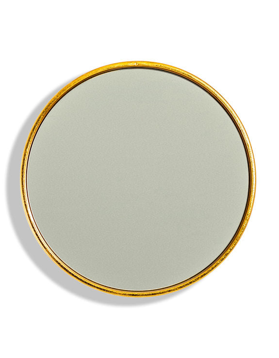 Gold Leaf Ribbed Cylinder Mirror 40cm