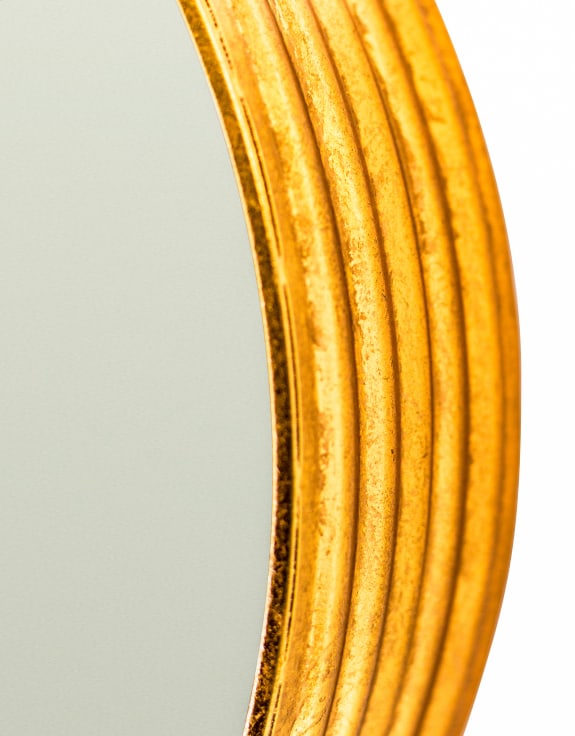 Gold Leaf Ribbed Cylinder Mirror 35cm