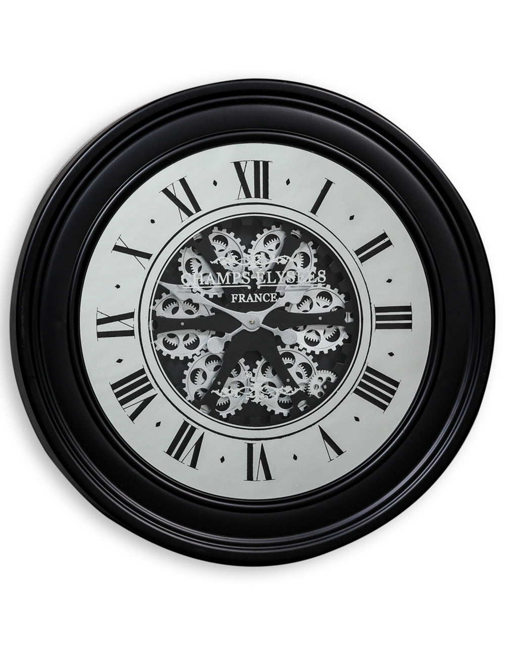 Black Mirrored Face Antique Moving Gears Clock