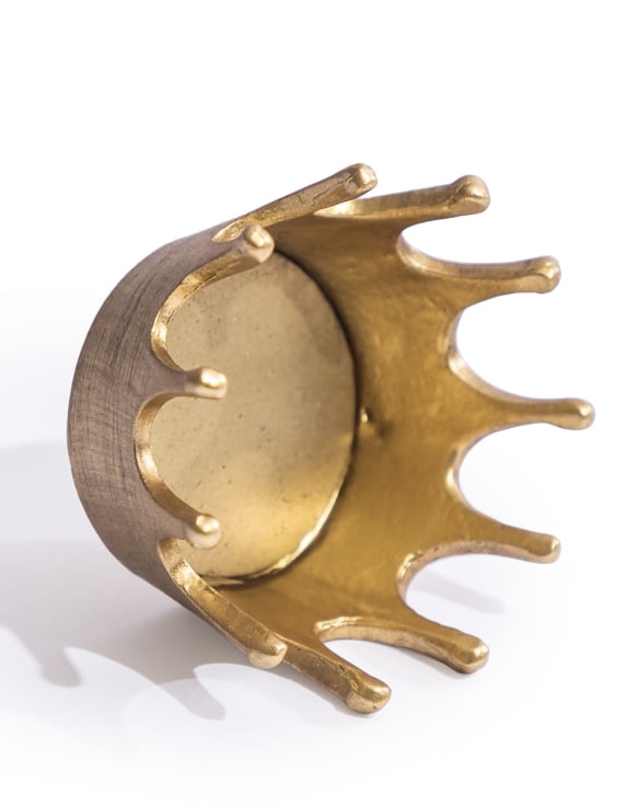 Set of 6 Gold Crown Candle Holders