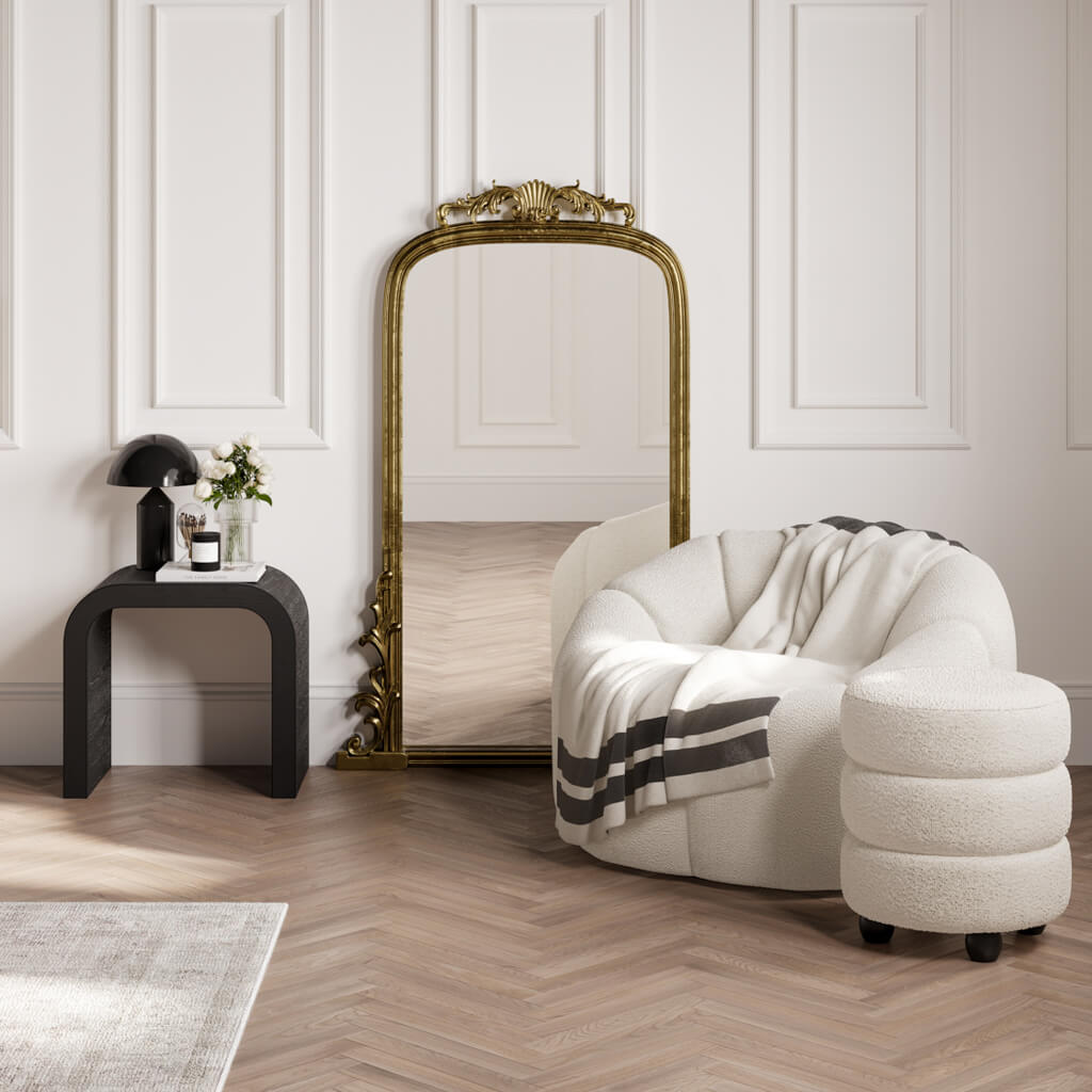 Emilia Ivory Pouffe